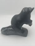 Inuit Soapstone Sea Otter Eating Fish Art