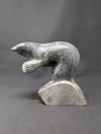 Large Inuit Soapstone Otter Carving by Peter Nauja