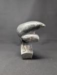 Large Inuit Soapstone Otter Carving by Peter Nauja