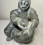 Large Antique Soapstone Inuit Walrus Sculpture