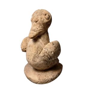 Hand-Carved Rustic Duck Sculpture for Home Decor