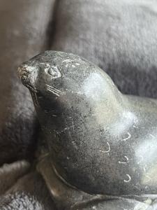 Inuit Seal Soapstone Sculpture - Hand-Carved Art