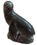 Vintage Alaska Soapstone Seal Figurine Hand Carved Inuit Style Signed WF