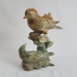 Hand Carved Stone Two Birds Sculpture 8" Tall