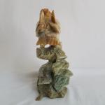Hand Carved Stone Two Birds Sculpture 8" Tall
