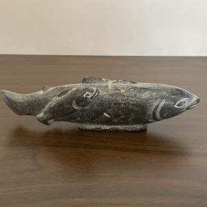 Lucy Signed Inuit Fish Stone Sculpture 7.25”