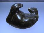 Vintage Inuit Seal Soapstone Carving, Signed