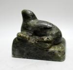 Signed Inuit Art Soapstone Seal Figurine