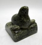 Signed Inuit Art Soapstone Seal Figurine