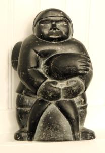 1960s Inuit Soapstone Carving: Hunter with Seal