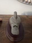 Stone Bird Sculpture with Wooden Base - Rustic Art