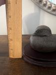 Stone Bird Sculpture with Wooden Base - Rustic Art