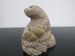 Inuit Soapstone Seal Sculpture - Signed Art Piece