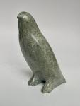 Signed Sarah Ippak Green Soapstone Bird Sculpture