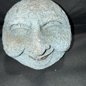 Hand Carved Stone Face Sculpture for Garden