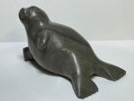 Signed Vintage Inuit Soapstone Seal Carving