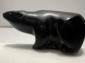 Hand Carved Inuit Black Polar Bear Soapstone