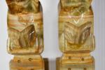 11" Hand Carved Onyx Monk Bookends - Folk Art