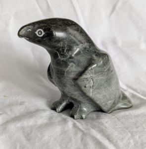 Winnie Eyaituk Green Soapstone Bird Carving