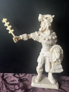 14" Hand-Carved Aztec Jaguar Warrior Sculpture