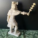 14" Hand-Carved Aztec Jaguar Warrior Sculpture