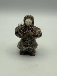 Vintage 3" Inuit Carved Soapstone Eskimo Statue