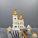 Onyx Village Scene Carving – Folk Art Sculpture