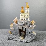 Onyx Village Scene Carving – Folk Art Sculpture