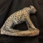 Hand-Carved Leopard Cat Stone Sculpture