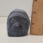 Black Soapstone Inuit Face Carving by Josi E.E