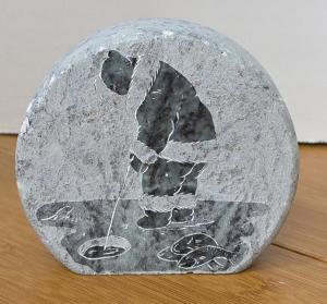 Hand-Carved 3.5" Inuit Soapstone Ice Fishing Art