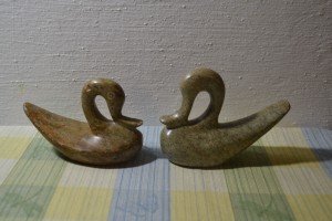 Hand-Carved Soapstone Duck Figurines Set of 2