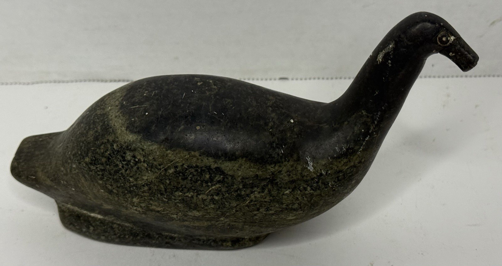 Signed Vintage Inuit Soapstone Goose Bird Carving