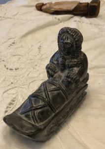 Hand Carved Soapstone Inuit Eskimo on Sled