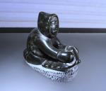 Signed Inuit Soapstone Carving Sculpture