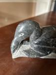 Inuit Soapstone Loon Carving with Inuktitut Syllabics
