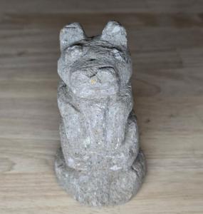 Vintage Hand-Carved Stone Sitting Cat Sculpture 4.5