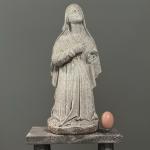 Stone Inuit Art Carving of Kneeling Woman