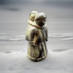 Inuit Woman and Child Soapstone Carving