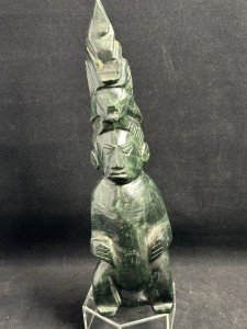 12" Green Marble Totem Pole Carving