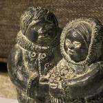 Inuit Soapstone Wolf Couple Carving Sculpture