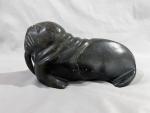 Hand-Carved Inuit Soapstone Walrus Figure