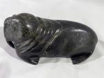 Hand-Carved Inuit Soapstone Walrus Figure