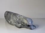 Inuit Gray Soapstone Stalking Cat Sculpture 14