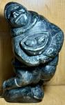 Large Signed Inuit Soapstone Fisherman Carving