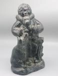 Inuit Soapstone Bear and Cub Sculpture, 8in