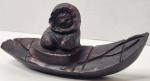 Inuit Carved Stone Hunter Canoe Wall Art