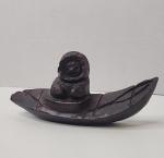 Inuit Carved Stone Hunter Canoe Wall Art