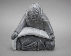 Inuit Soapstone Fisherman Carving by JP Tulauga