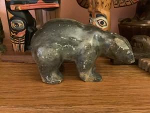 Signed Soapstone Bear Carving by William Luke